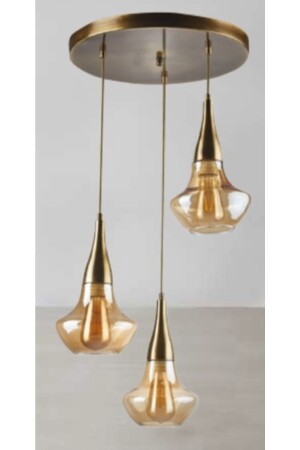 Retro Rustic Triple Pendant Lamp Chandelier with Honey Glass MYL002673 - demet habek mylights