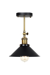 Retro Rustik Eskitme Mafsallı Hareketli Başlık Tavan Avizesi 1xe27 Duy Şapka Çapı:22cm RIO0001012 - RİOLİGHT