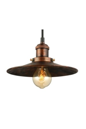 Retro-rustikale kupferne antike einzelne Metallpendelleuchte-Kronleuchter-Hut-Durchmesser: 22 cm RIO000905 - RİOLİGHT