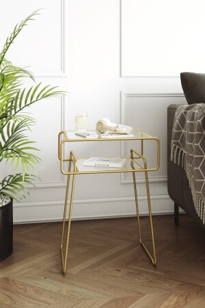 Retro Side Table, Metal Coffee Table, Glass Coffee Table, Living Room, Bedroom, Entrance CM-RYS - Catchme
