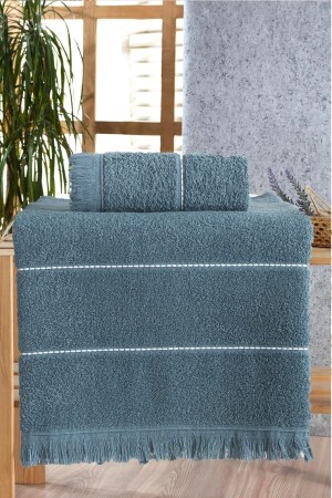 Retro Stripe Dark Blue Bath Towel Set 2 Pcs - Nina Home