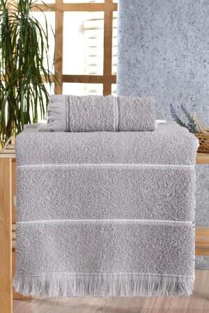 Retro Stripe Gray Bath Towel Set 2 Pcs - Nina Home