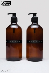 Retro Tasarım 500ml Amber Cam Sıvı Sabunluk 2 Adet Hand Wash, Dish Soap DRLN-085 - Doreline