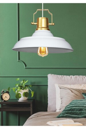 Retro White Gold Top Detailed Pendant Lamp Cafe Restaurant Kitchen Entrance Living Room AYD-3642 - HOMİNG