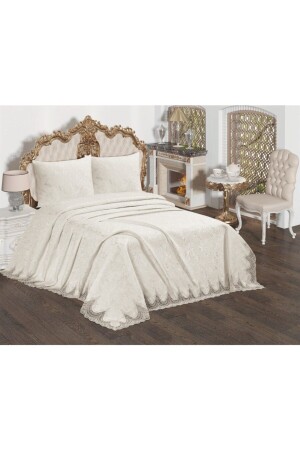 Reva Bedspread with French Guipure - EvcimenStore