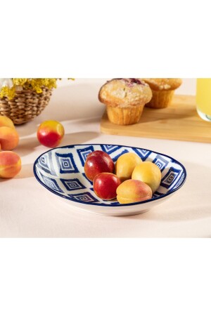 Rêve Bleu Carre Oval Plate - Blue - 19,5x16,5 Cm 1KTABA0853-8682116427142 - Madame Coco