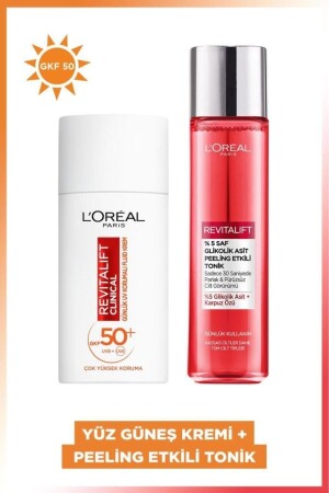 Revitalift Clinical SPF 50+ Facial Sunscreen 50ml & 5% Pure Glycolic Acid Peeling Effect Tonic 180ml PKTUVFLDPLNGTNK - L'Oreal Paris