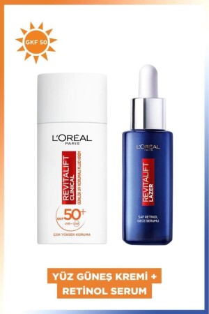 Revitalift Clinical SPF 50+ Facial Sunscreen 50ml & Revitalift Laser Pure Retinol Night Serum 30ml PKTUVFLDRTNLSRM - L'Oreal Paris