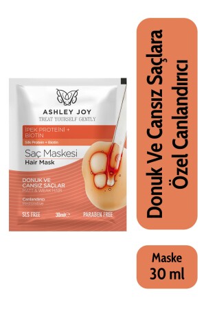 Revitalisierende Haarmaske mit Seidenprotein, speziell für stumpfes und lebloses Haar, 30 ml - Ashley Joy