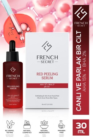 Revitalizing Tone Equalizing Anti-Blemish Renewing Red Peeling Serum 30 ml AHA%15+BHA%2+PH3,8 FS03 - French Secret