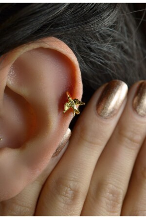 Rhodium Helix Piercing Cartilage Earring Swallow - Sacce Scarves&Accessories