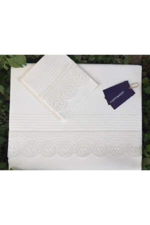 Ribbed Dowry Cream Ahu Double Duvet Cover Set ĞİŞ6563 - Çeyiz Bahçesi