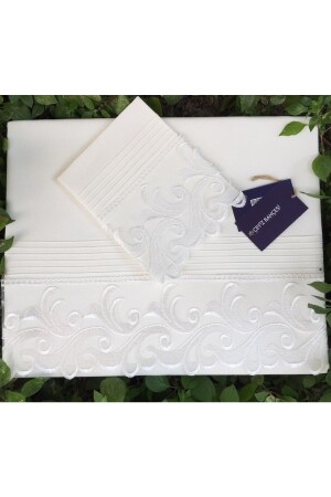 Ribbed Dowry Cream Ivy Double Duvet Cover Set - Çeyiz Bahçesi