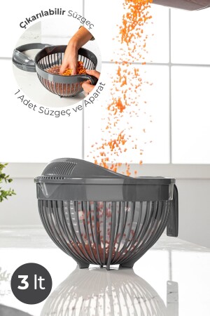 Rice Strainer Strainer Multi-Purpose Strainer Washing And Pasta Strainer 3 Liter Anthracite TYC00558731240 - Vienev