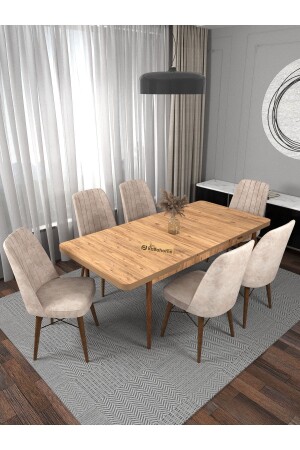 Riff Atlantic 80x130 Cm Extendable for 6 People - Dining Table - Dining Table Set - Cream - Kaffahome