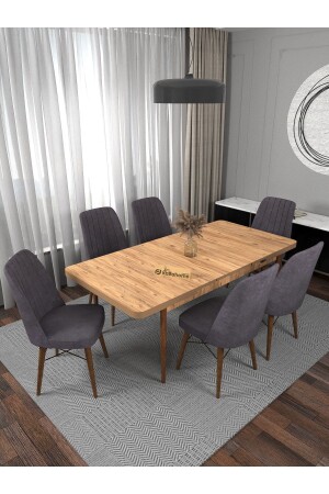 Riff Atlantic 80x130 Cm Extendable for 6 People - Dining Table - Dining Table Set - Gray - Kaffahome