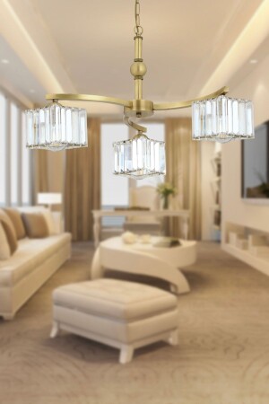 Rima 3-Armed Antique Crystal Stone Modern Design Living Room-Bedroom Crystal Living Room Chandelier 3405-03-FR - Apliqa