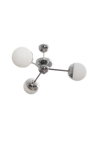 Rima Plofonyer Modern Retro Chrom Farbe Weiß Glas Wohnzimmer – Küche – Schlafzimmer 3-teiliger Kronleuchter Rimakrom - Fer Avize