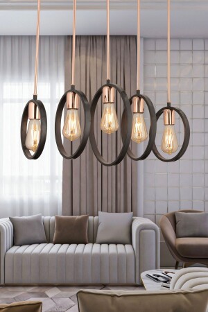Ring 5 Row Black Modern Design Dining Table Above Living Room-Kitchen Cafe-Restaurant Pendant Lamp Chandelier 3198-5 - Apliqa
