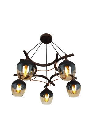 Ring 5-teiliger brauner Kronleuchter – (106-BANDED BLACK) 3140 05 0800 00 04 - Taşcan Aydınlatma