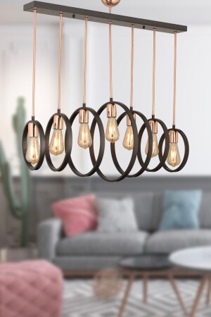 Ring 7 Row Black Modern Design Dining Table Above Living Room-Kitchen Cafe-Restaurant Pendant Lamp Chandelier 3198-7 - Apliqa