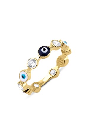 Ring mit Anhänger und Steinbesatz aus 14 Karat Gold - Fiyonk Kuyumculuk