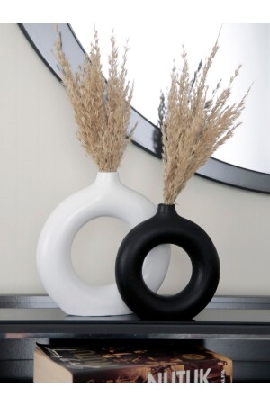 Ring Vase Dual Color Series Bohemian Vase Set of 2 White & Black - Stonnish
