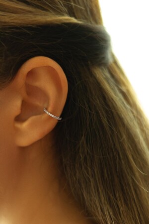 Ringed Cartilage with White Stone - Rose KP-0281 - By Barun Silver