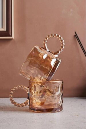Ringo Stone Amber 2-Piece Glass Mug 325 ml 15861 - Perotti