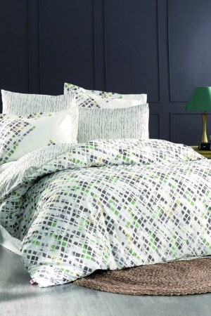 Rithym Poplin Double Duvet Cover Set - Green EFB-RTL-HBY-ÇKPNVR-RTHYM - Hobby
