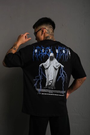 Ritual Baskılı Oversize Pamuk Unisex Tshirt q6 - unrivaled