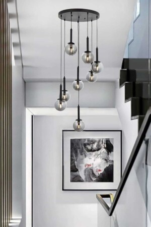 Riva 8-teiliger schwarzer moderner Kronleuchter (RAUCHERGLAS) RIVA-SYH-FM-08 - BSA LIGHTING