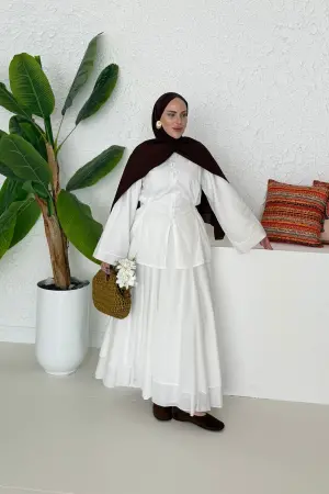Riva Pinterest Etek Takım Beyaz - Nuuwears