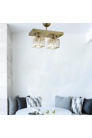 Rivia 2 Piece Antique Plafonier Crystal and Stone Modern Design Crystal Living Room Chandelier 3416-02-FR - Apliqa