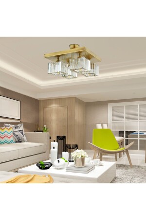 Rivia 4-Piece Antique Plafond Crystal and Stone Modern Design Crystal Living Room Chandelier 3416-04-FR - Apliqa