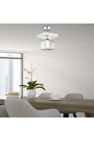RİVİA CHROME PLATED PLAFONIER STONE LIVING ROOM CHANDELIER 3416-01-CH - Apliqa