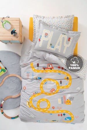 Road Ranforce Single Duvet Cover Set - Yataş Mini