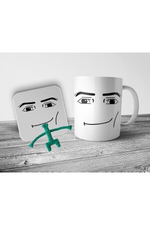 Roblox Man Face Trophy Cup, Coaster And Green Rainbow Friend Figure Set PIXKUPRBXS2 - Pixxa