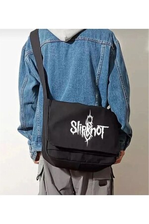 Rock Series Slipknot Printed Black Unisex Two Compartment Messenger Bag with Large Inner Volume B899W3D - Gofeel