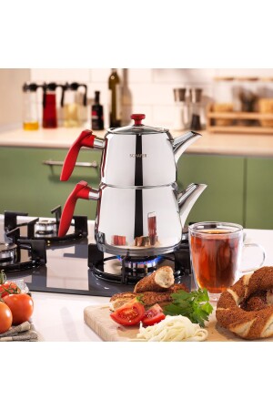 Rod Medium Size Steel Teapot Set 3 Pieces-red 1S6007-15001-KMZ01 - Schafer