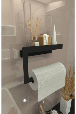 Roll Paper Towel Holder Napkin Holder Bathroom and Kitchen Organizer Black - Hugo Tasarım