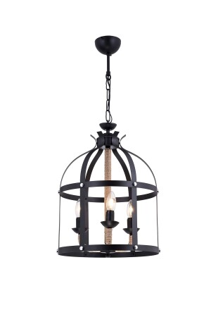 Roma 3-Piece Black Rope Pendant Lamp Chandelier 3057 03 0100 00 00 - Taşcan Aydınlatma