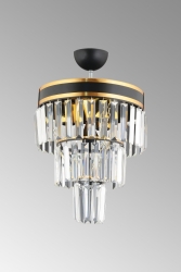 Roma 3'lü Katlı Siyaha Gold Yaldızlı Kristal Taşlı 30'luk Modern Avize s4557451 - Docklight