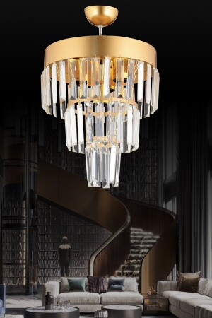 Roma 4-Tier Gold Crystal Stone 30' Modern Chandelier s4557464 - Genel Markalar
