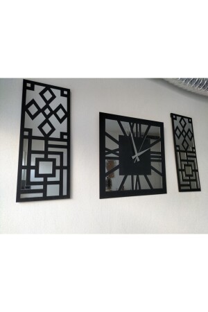 Roman Numeral Modern & Stylish Design Silver Color Mirrored Plexiglass on MDF Wall Clock Set of 3 Zyk384065008 - Palm Decor