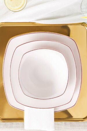 Roman Rose Square Shape Boat 27 Piece Porcelain Dinner Set for 6 People 153. 03. 08. 3280 - Karaca