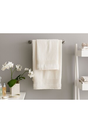 Romantic Stripe Flush Bath Towel Set 50x85cm + 70x150cm Ecru 10029017-2 - English Home