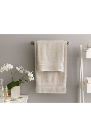 Romantisches Stripe Flush Badetuch-Set Hellgrau 10029017-1 - English Home