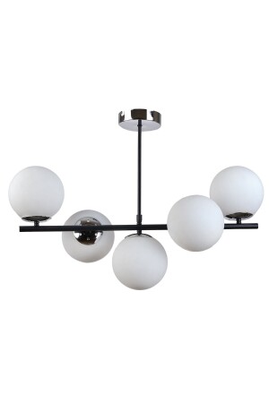 Rome Modern Design Living Room Dining Room Kitchen Black Color White Glass 5 Row Chandelier R326163 - Modavize