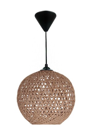 Rope Headboard Single Pendant Lamp Chandelier Jute Brown Headboard Black Lampholder - Modamvip